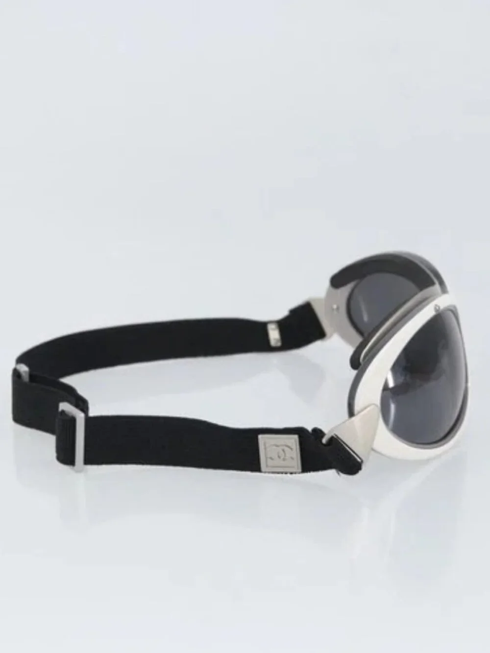 CHANEL Goggles Sunglasses plastic Black CC Auth SW1992